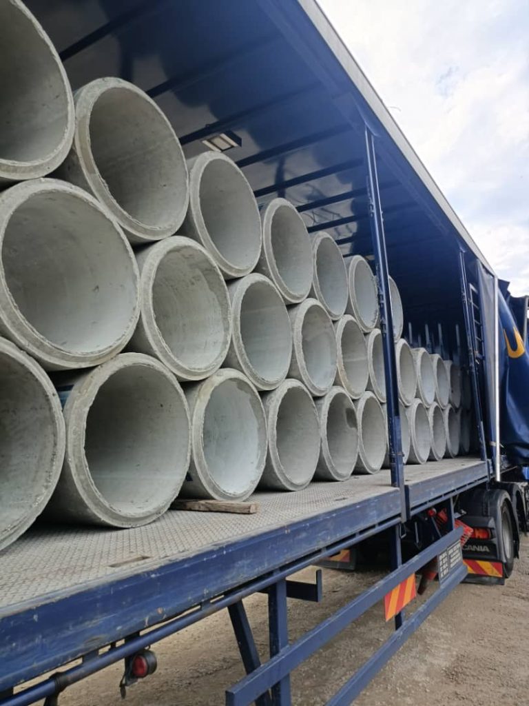 Tons of LTH Pipe Culvert on a lorry